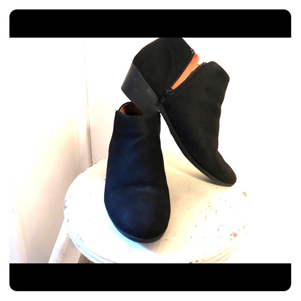Black, low-heel booties